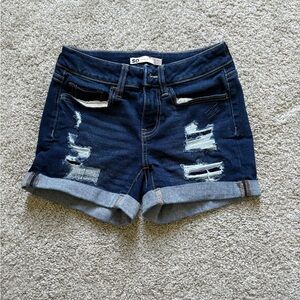 SO Women's Distressed Blue Denim Shorts